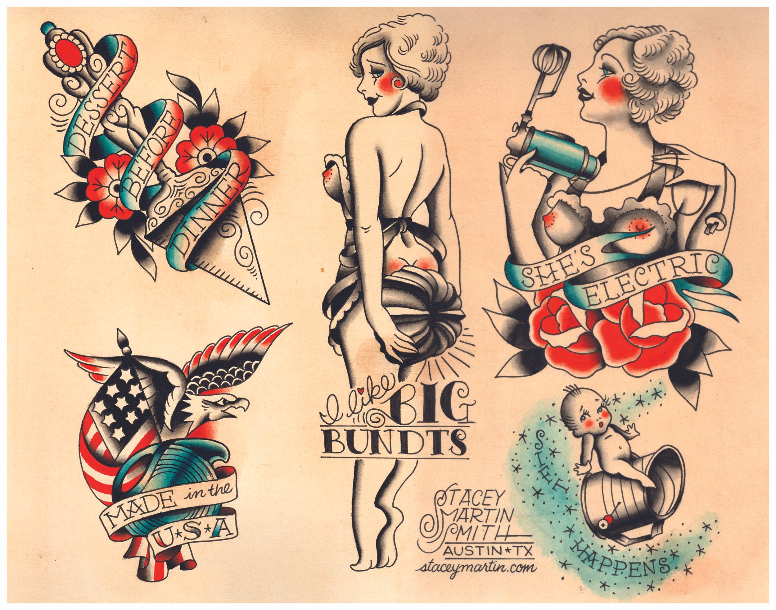 I Like Big Bundts Tattoo Flash by Stacey Martin Smith — PAPER